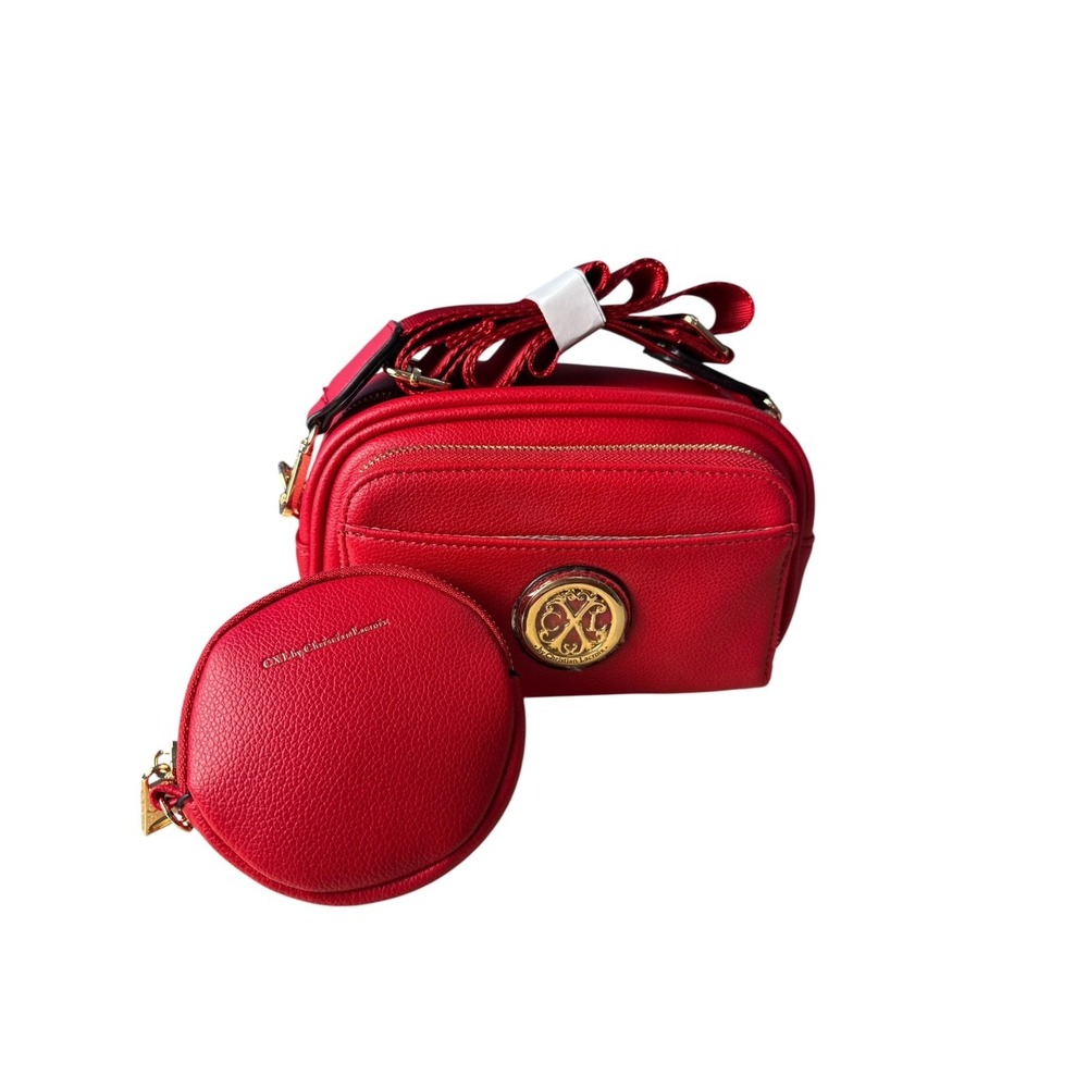 CXL by Christian Lacroix Eve Pebble Camera Bag With Detachable Mini Zip Red NWT